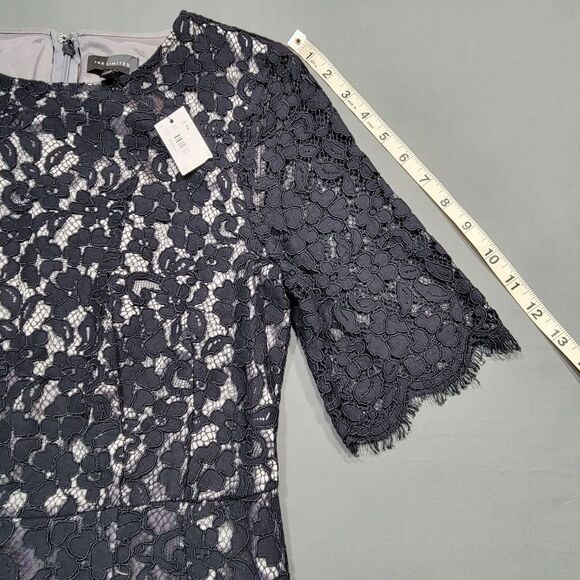The Limited Black Dress Preppy Lace Midi Stretch Short Sleeves NEW Women Size 2 - Picture 7 of 10